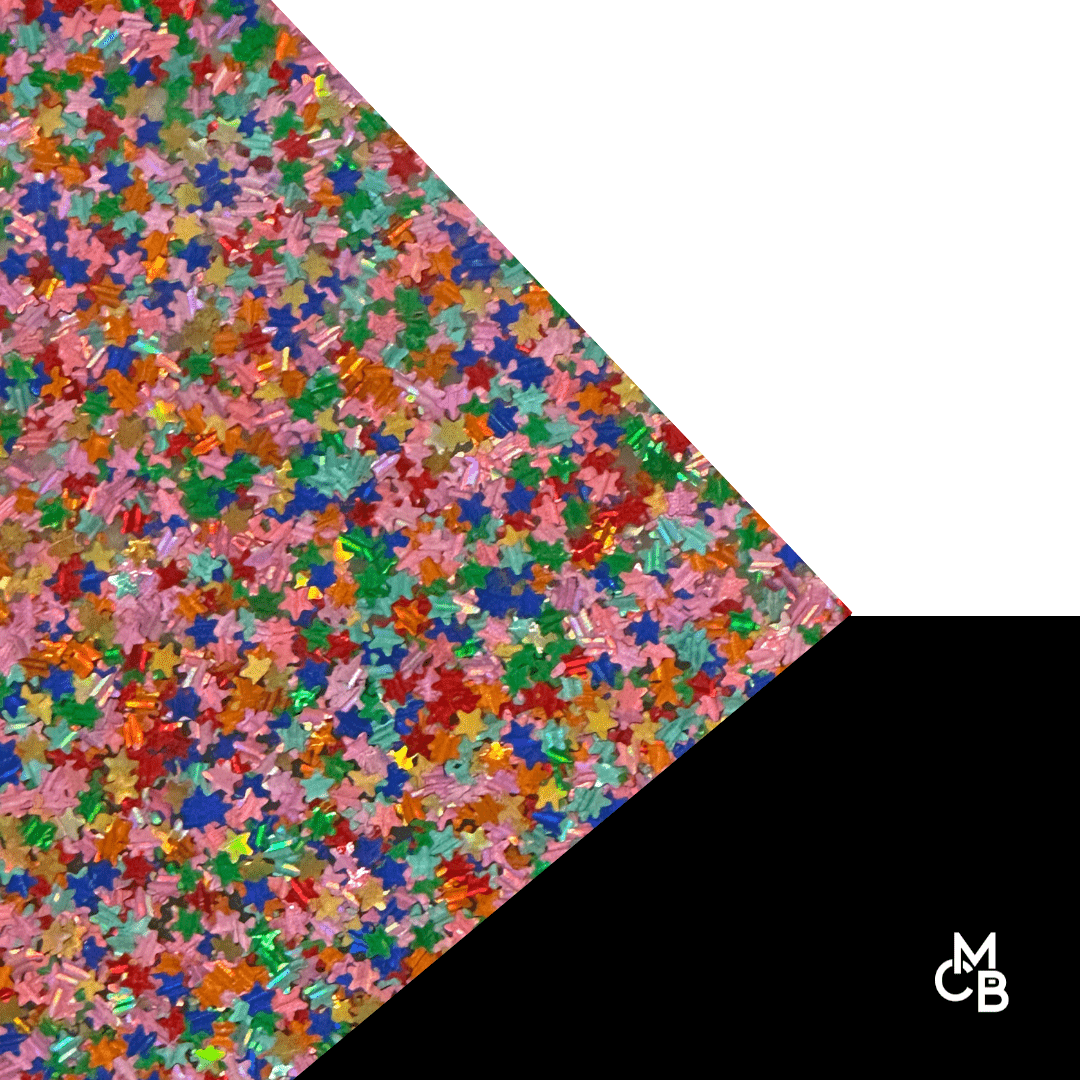 1/8" Itty Bitty Chunky Rainbow Stars Glitter Cast Acrylic Sheets - Acrylic Sheets