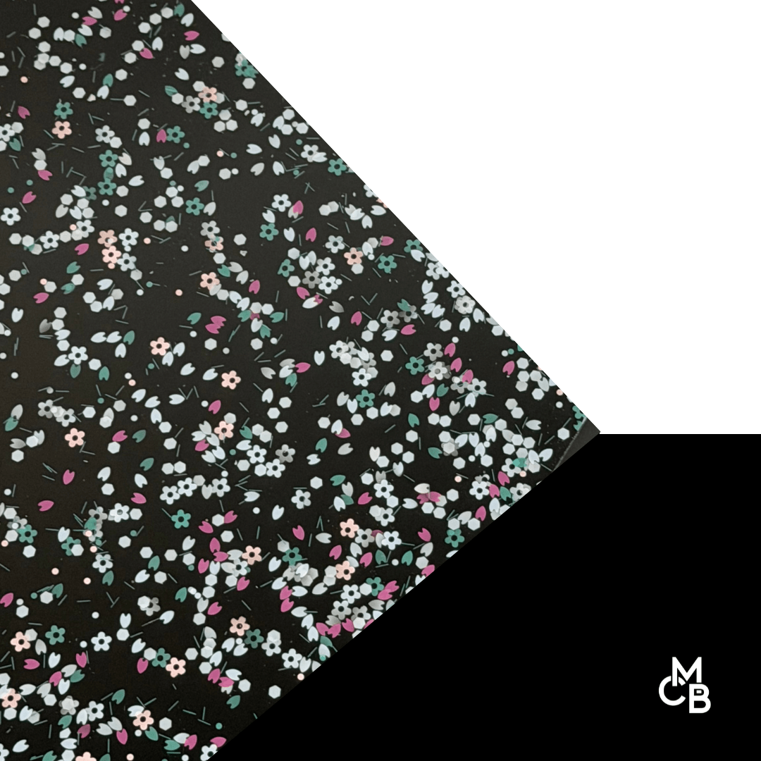 1/8" Mother's Day Floral Confetti Black Core Glitter Cast Acrylic Sheets - Acrylic Sheets