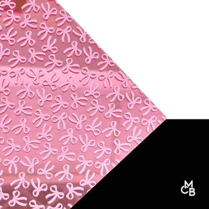 1/8" Pink Bows on Pink Mirror Acrylic Sheet CMB PRESTIGE PATTERNS - CMB Prestige Pattern