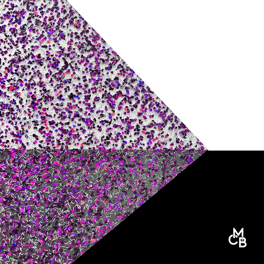 1/8" Purple Heart & Tinsel Shaped Glitter Cast Acrylic Sheets - Acrylic Sheets