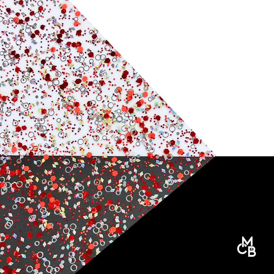1/8" Red Spangle Glitter Shapes Cast Acrylic Sheets - Acrylic Sheets