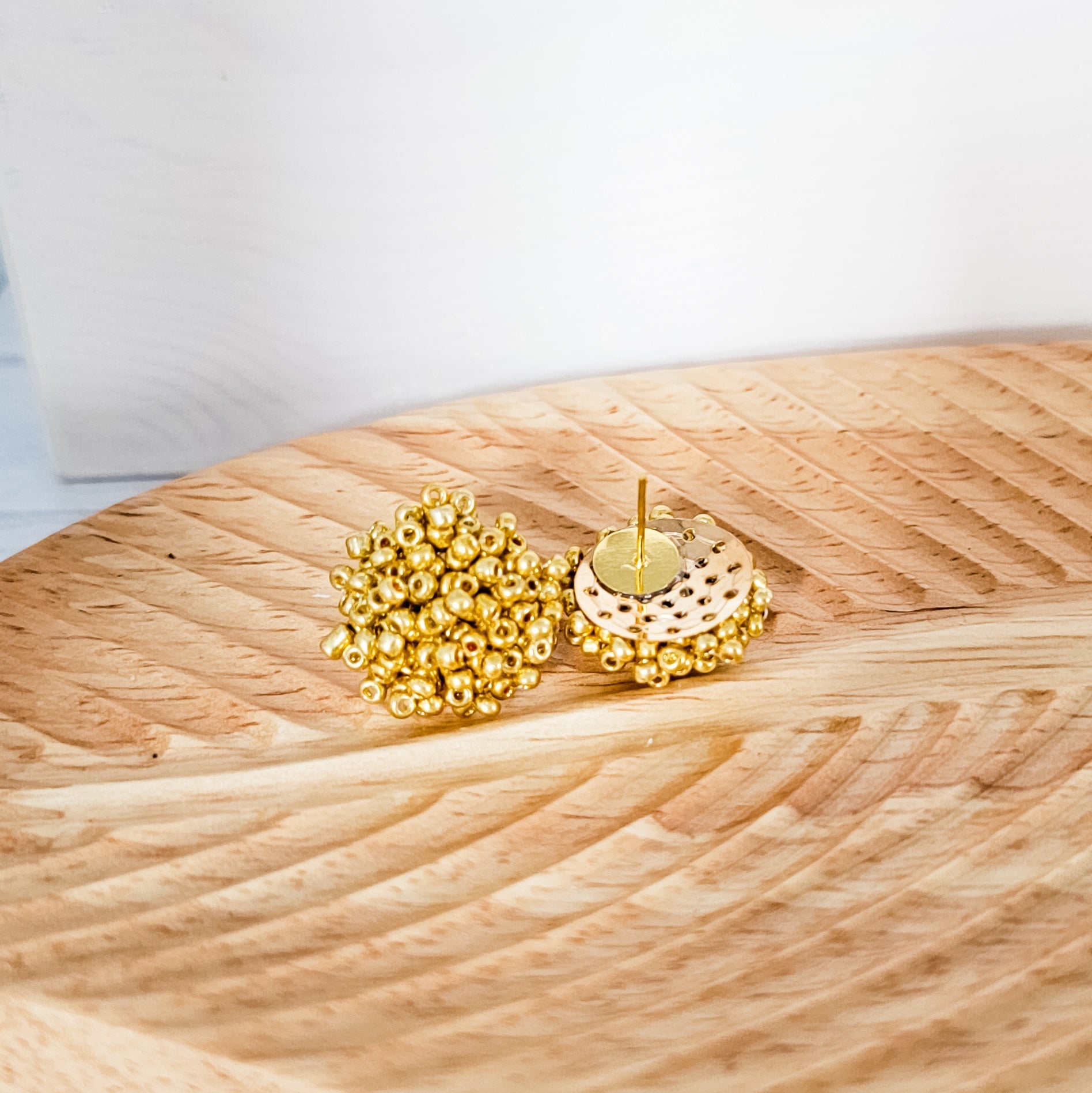 18K Gold 15mm Small Seed Bead Topper, 1 Pair, Seed Bead 3 - 
