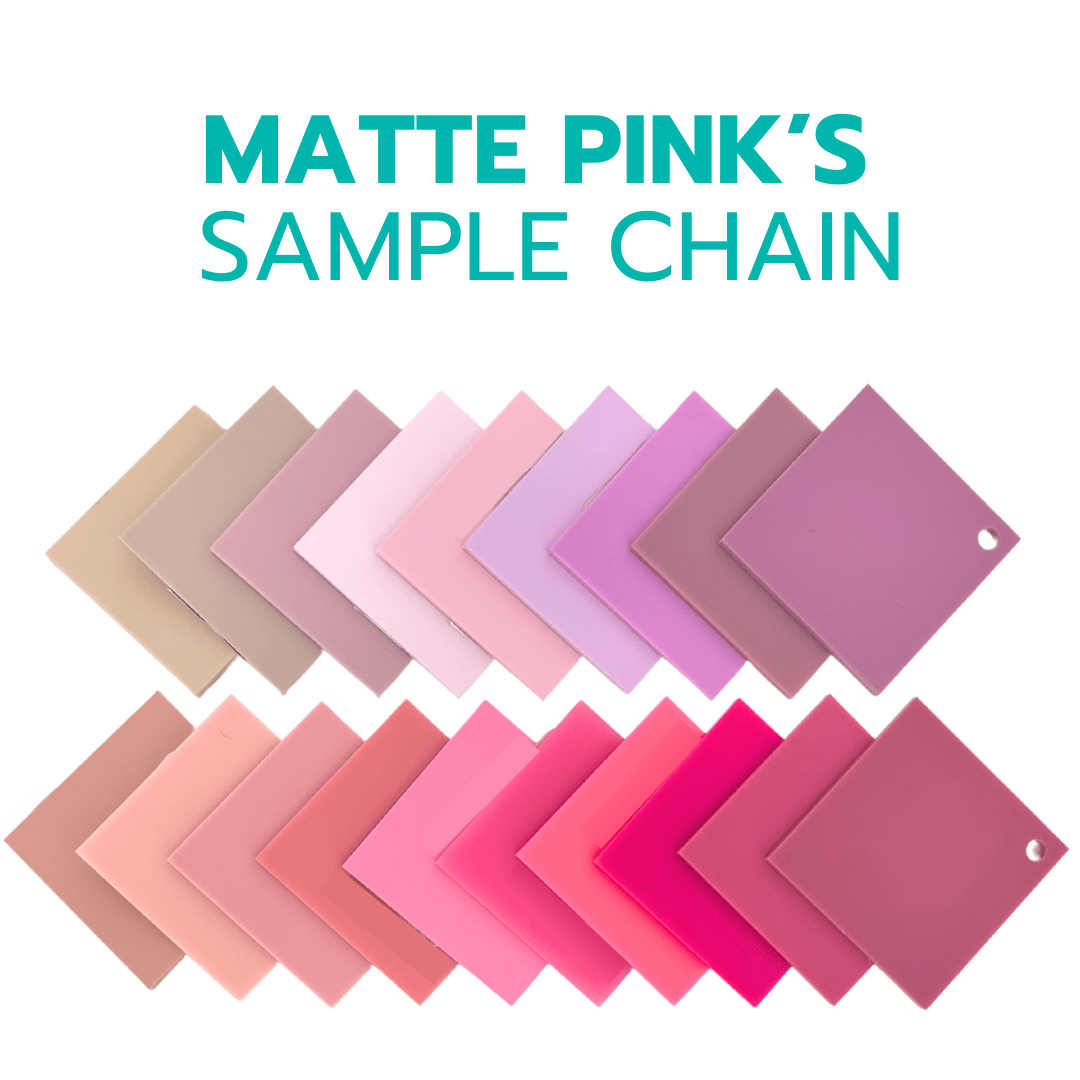 2" Sample Bundle - 1/8" Matte Pink's Acrylic Sheets - Acrylic Sheet Bundles
