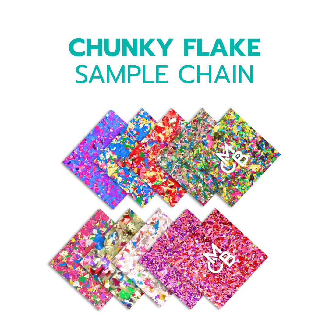 2" Sample Bundle - 5/32" Chunky Flake Glitters Acrylic Sheets - Acrylic Sheet Bundles