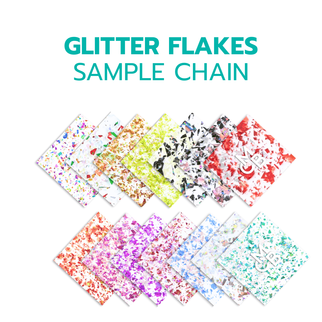 2" Sample Bundle - Scattered Flake Glitter Acrylic Sheets - Acrylic Sheet Bundles