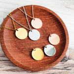 20mm Disc Necklace (Silver, Gold, or Rose Gold) and Optional Extra Discs, Metal Blank 134 - 