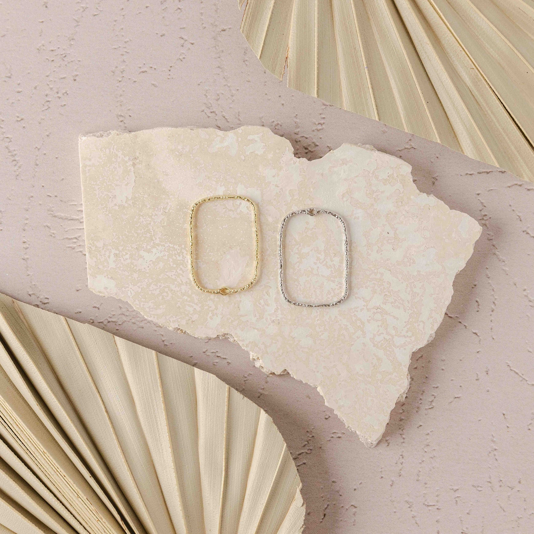 20mm Hammered Gold Rectangle Brass Charm with Hole, 10 Pieces, Charm 112 - 