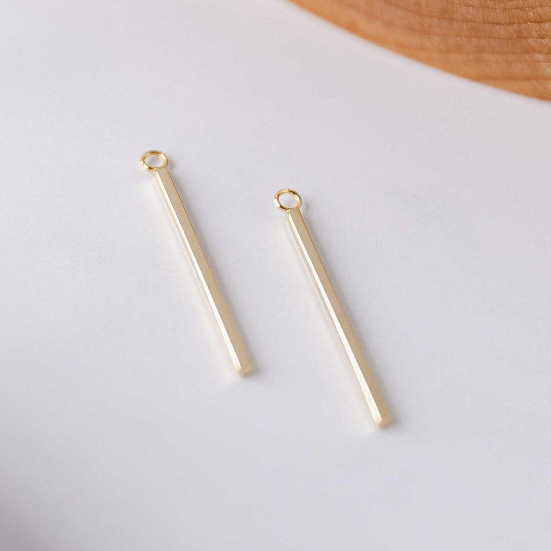 33mm Gold Stainless Steel Bar Pendant Connectors, 10 Pieces, Charm 65 - 