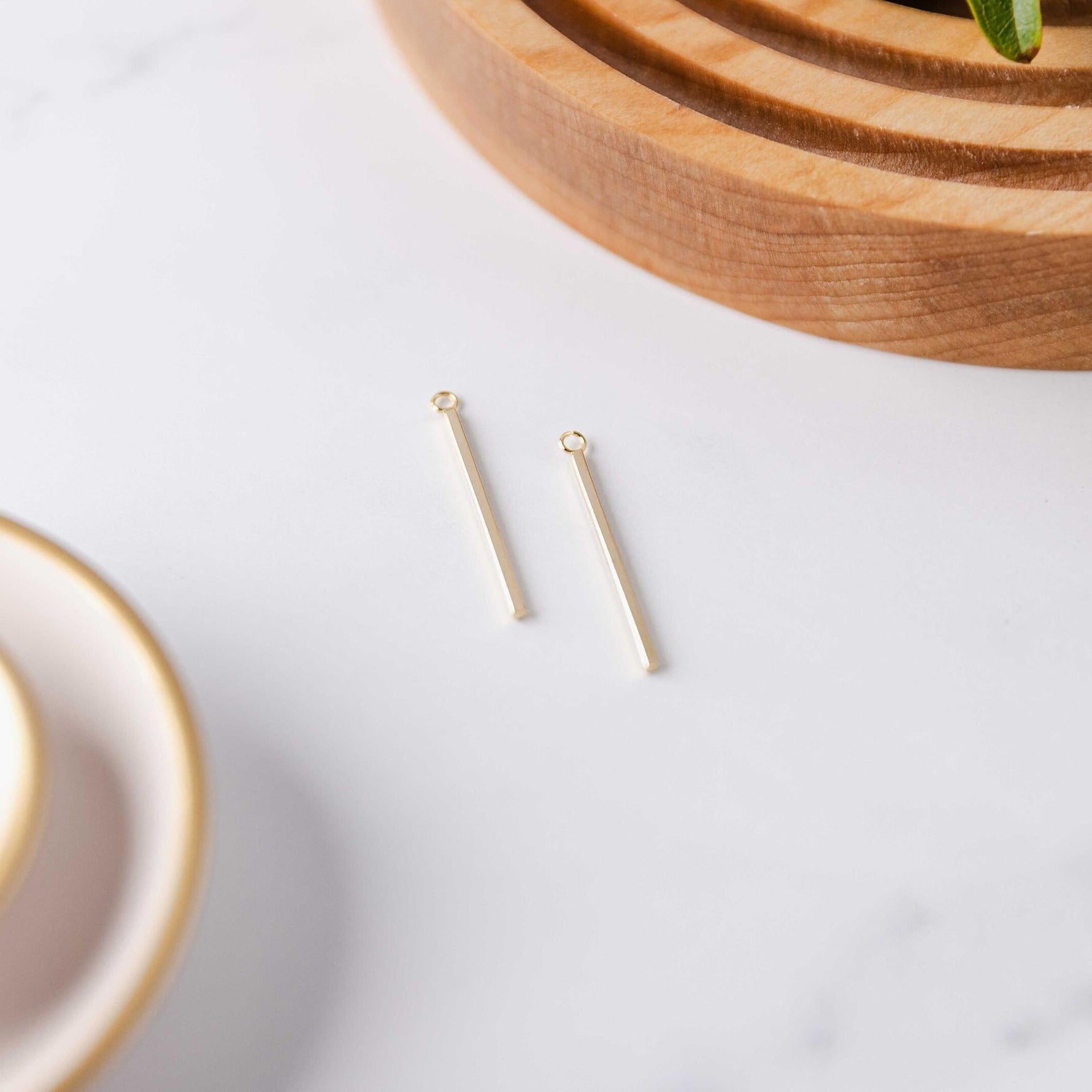 33mm Gold Stainless Steel Bar Pendant Connectors, 10 Pieces, Charm 65 - 