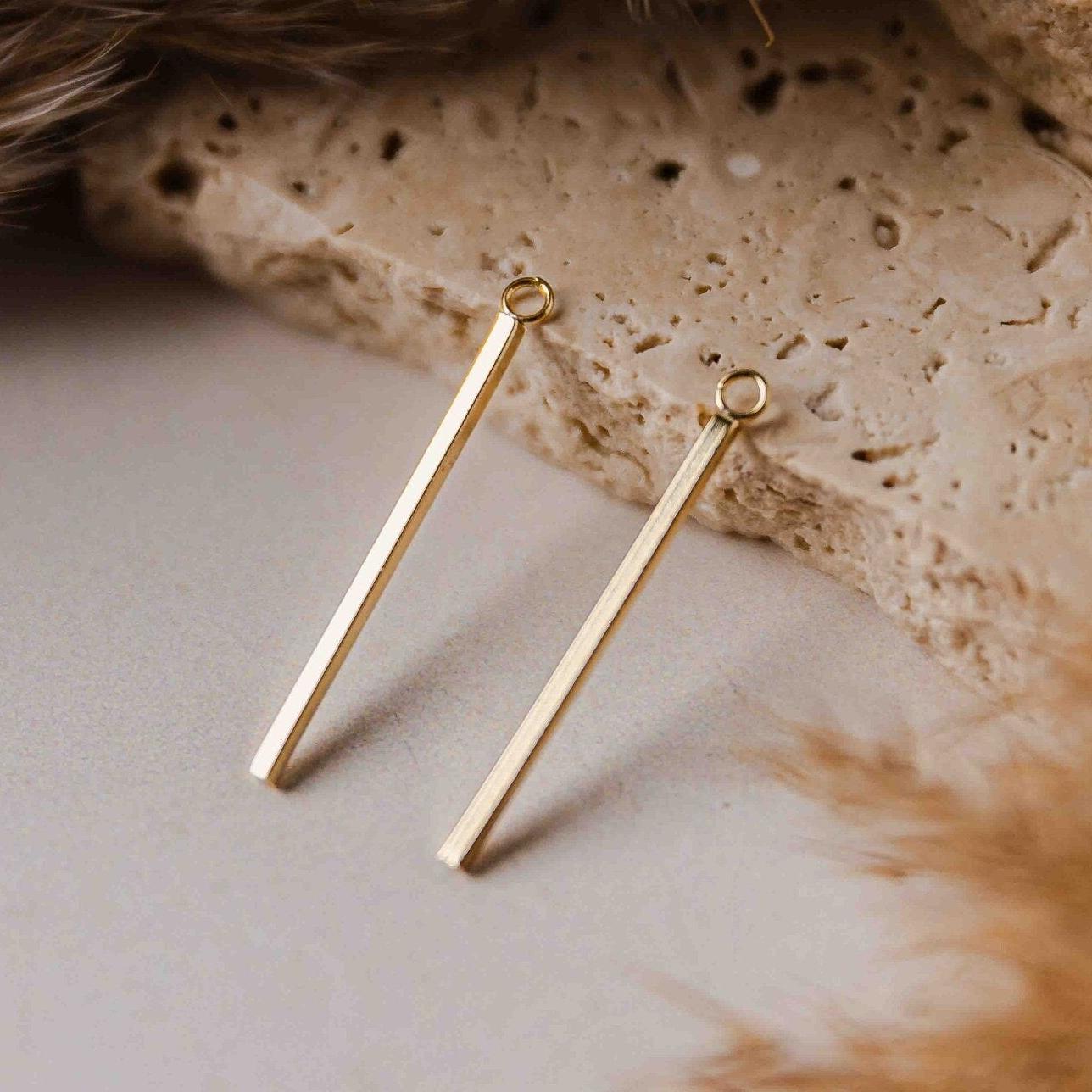 33mm Gold Stainless Steel Bar Pendant Connectors, 10 Pieces, Charm 65 - 