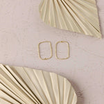 34mm Hammered Gold Rectangle Brass Charm with Hole, 10 Pieces, Charm 113 - 