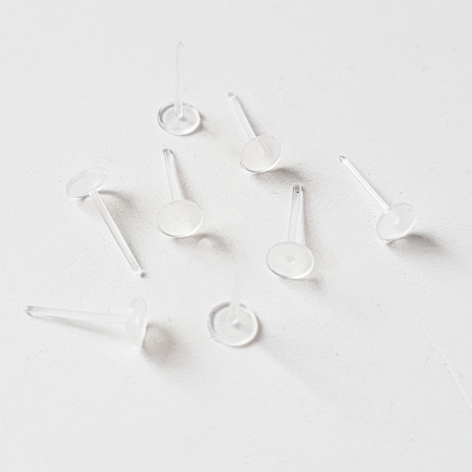 3mm Clear Plastic Flat Pad Earring Posts, 100 Pieces, Plastic 5 - 