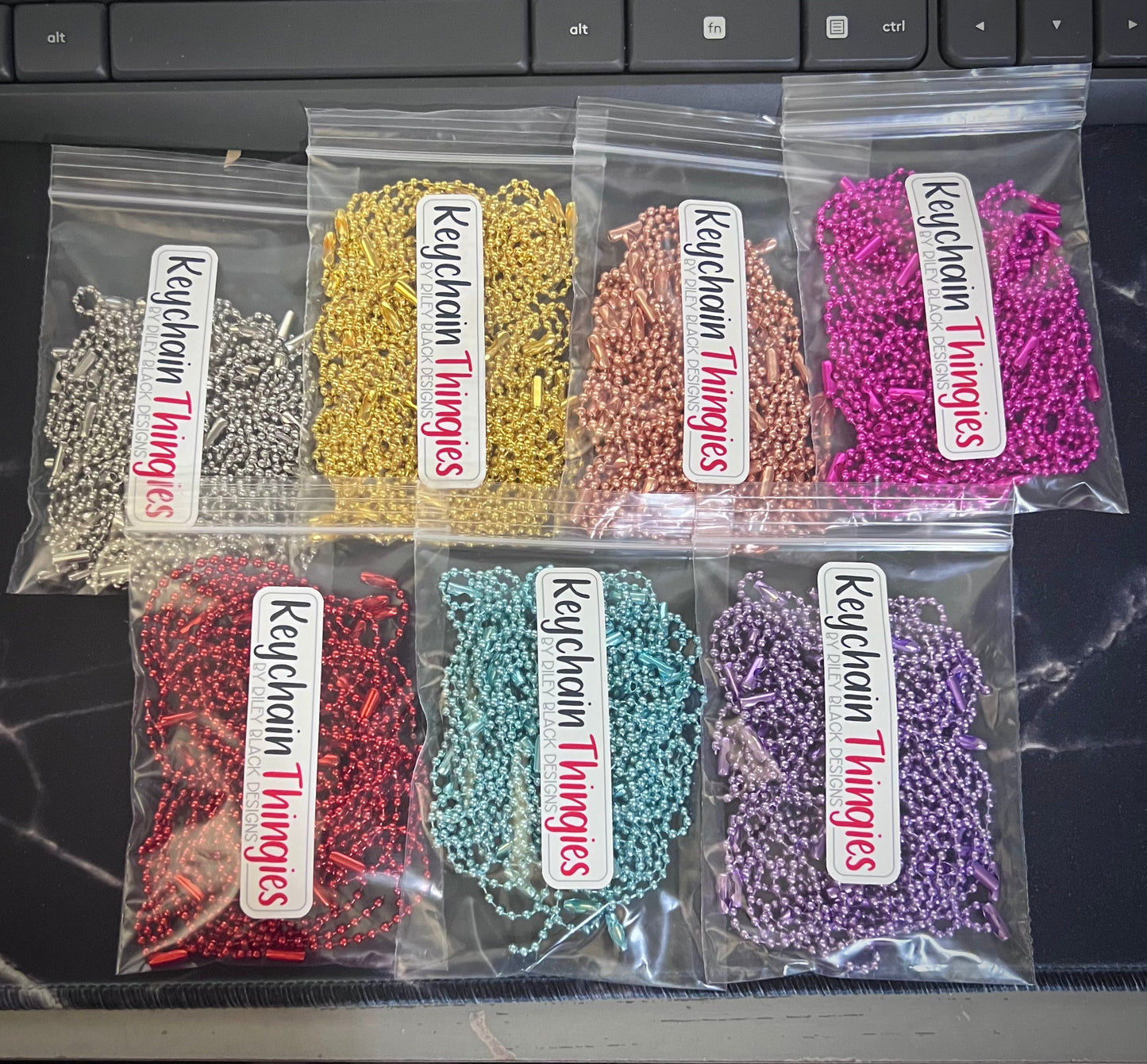 50 Ball & Chain Keychain Thingies - Keychain Clips