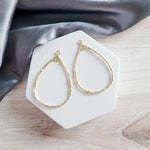 50mm Hammered Gold Teardrop Brass Charm with Double Hole, 10 Pieces, Charm 100 - 