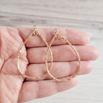 50mm Hammered Gold Teardrop Brass Charm with Double Hole, 10 Pieces, Charm 100 - 