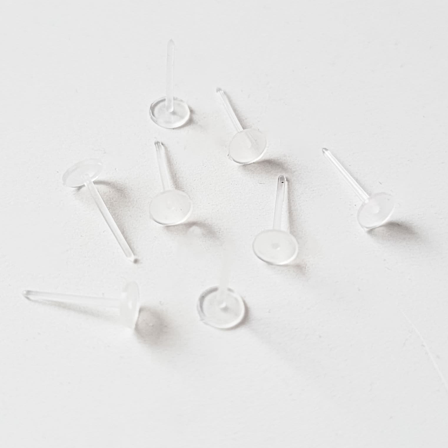 5mm Clear Plastic Flat Pad Earring Posts, 100 Pieces, Plastic 6 - 