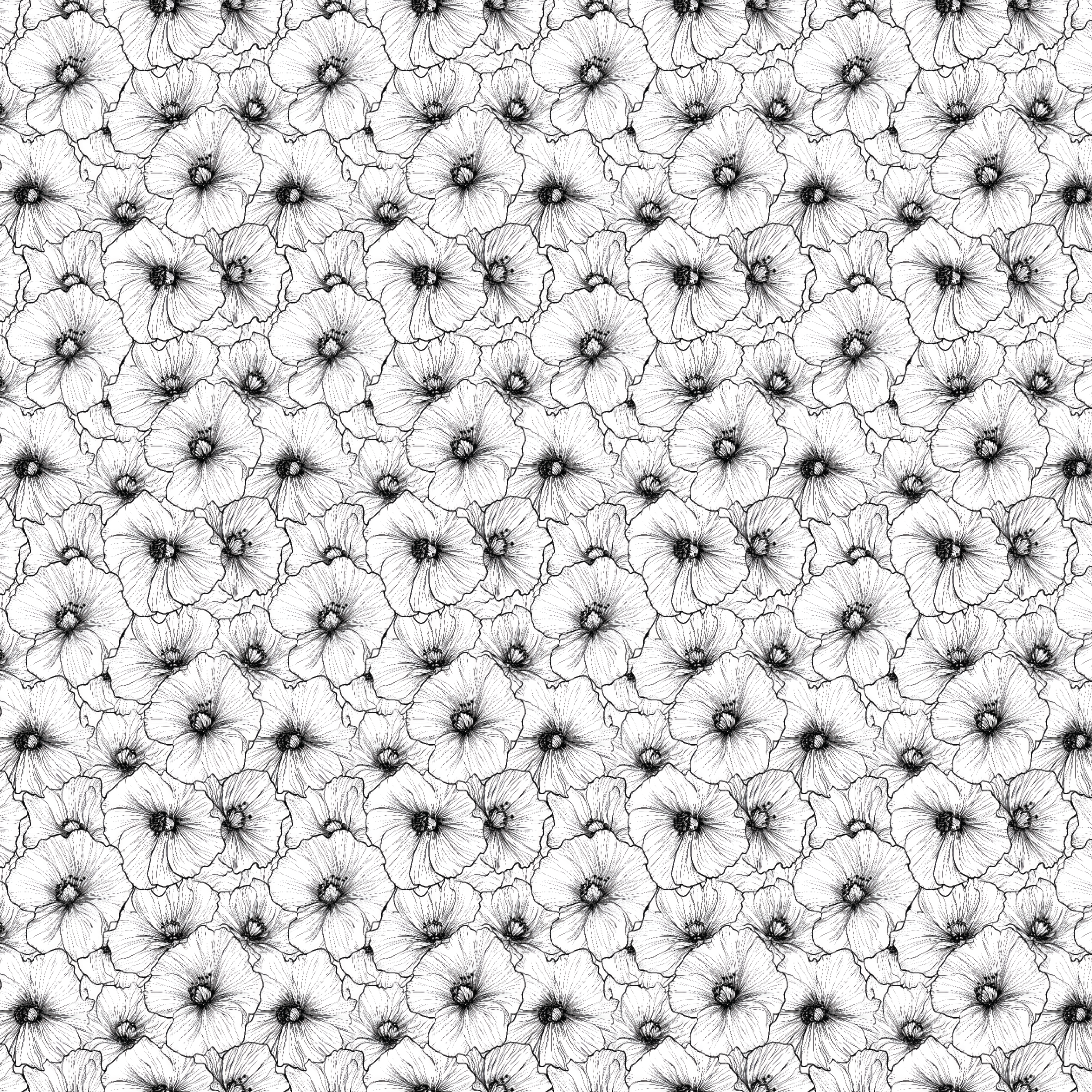 P1390 | Black Hibiscus Line Art Pattern Acrylic Sheets