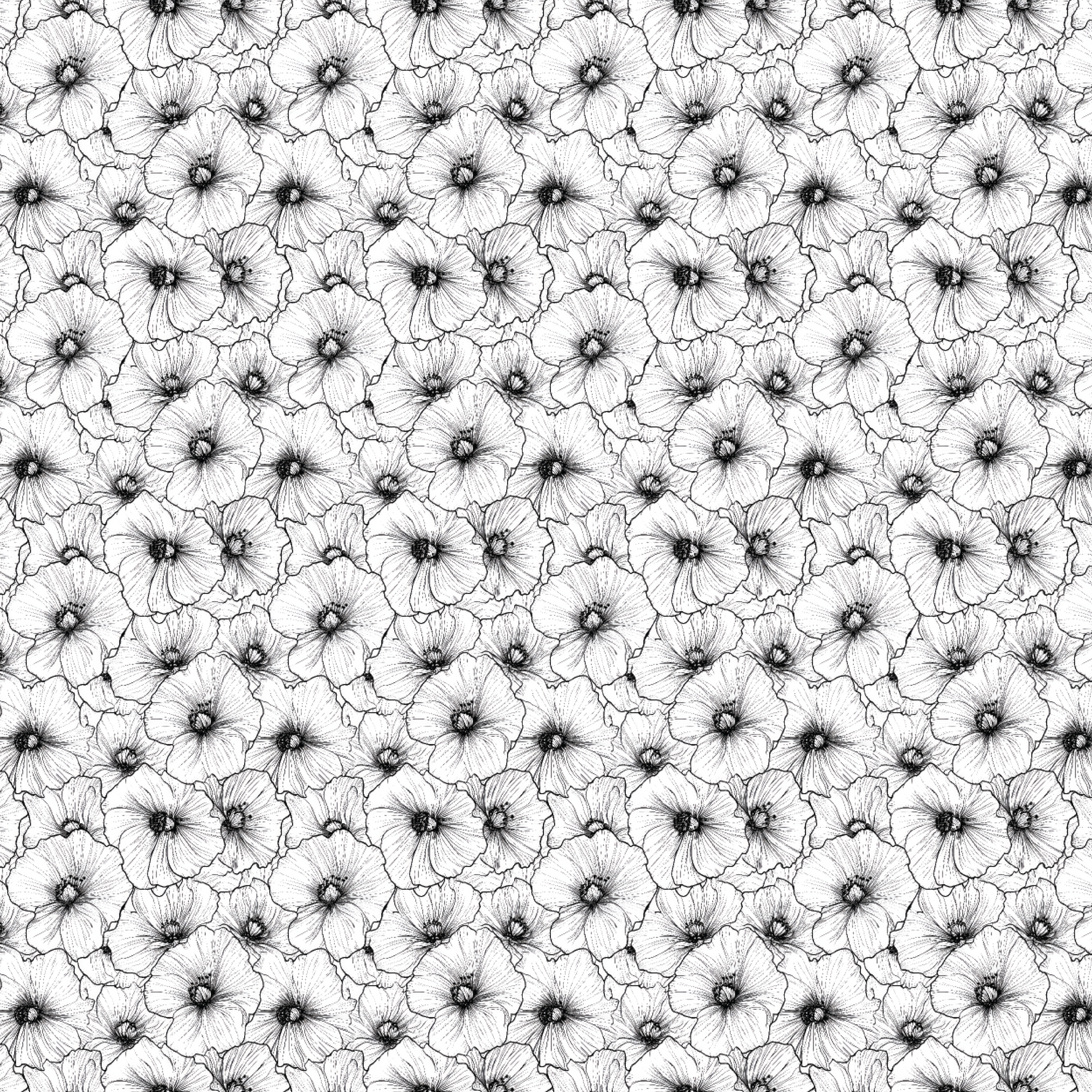 P1390 | Black Hibiscus Line Art Pattern Acrylic Sheets