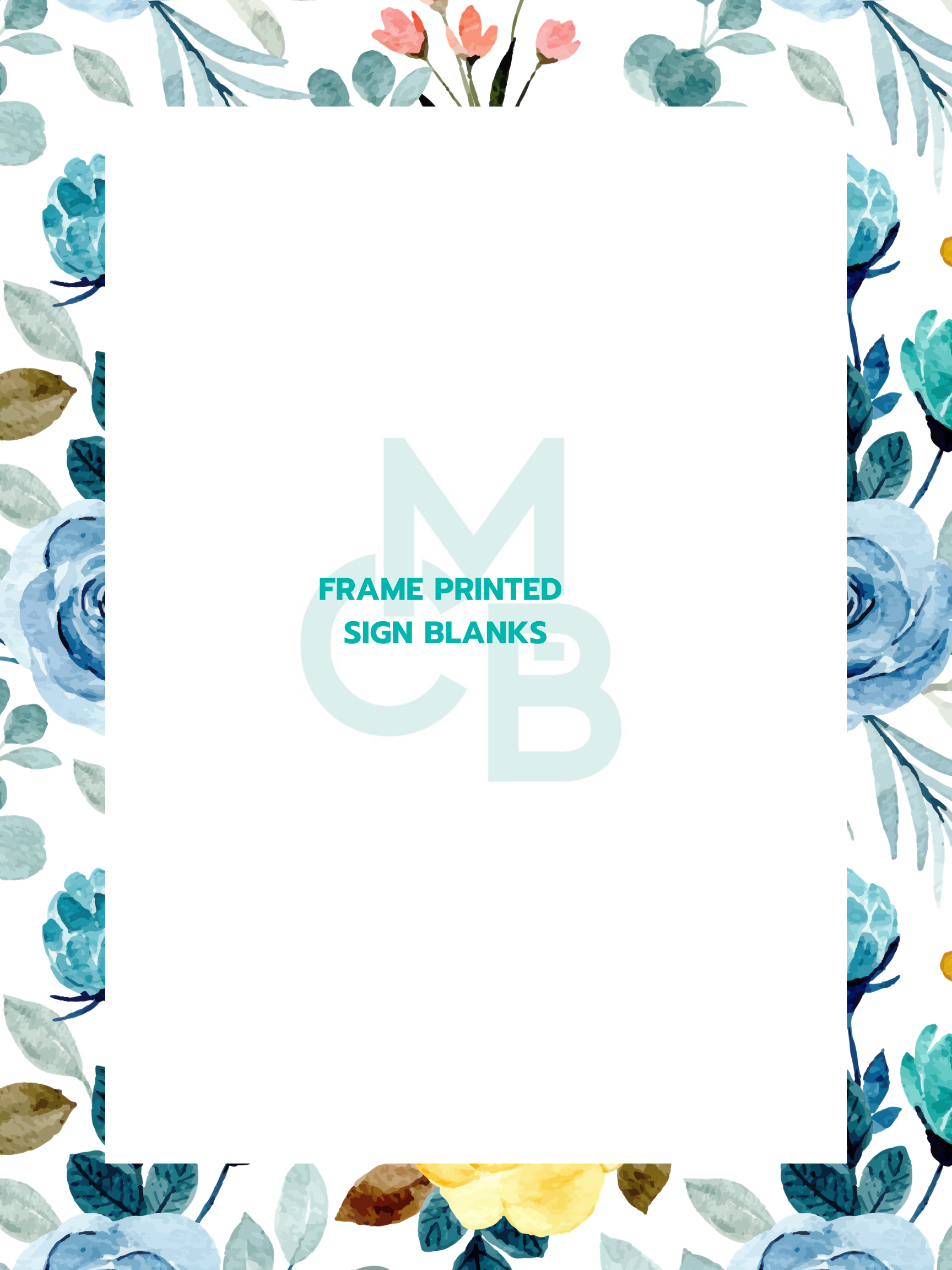 Frame Printed Acrylic Sign Blanks | Blue Floral 2