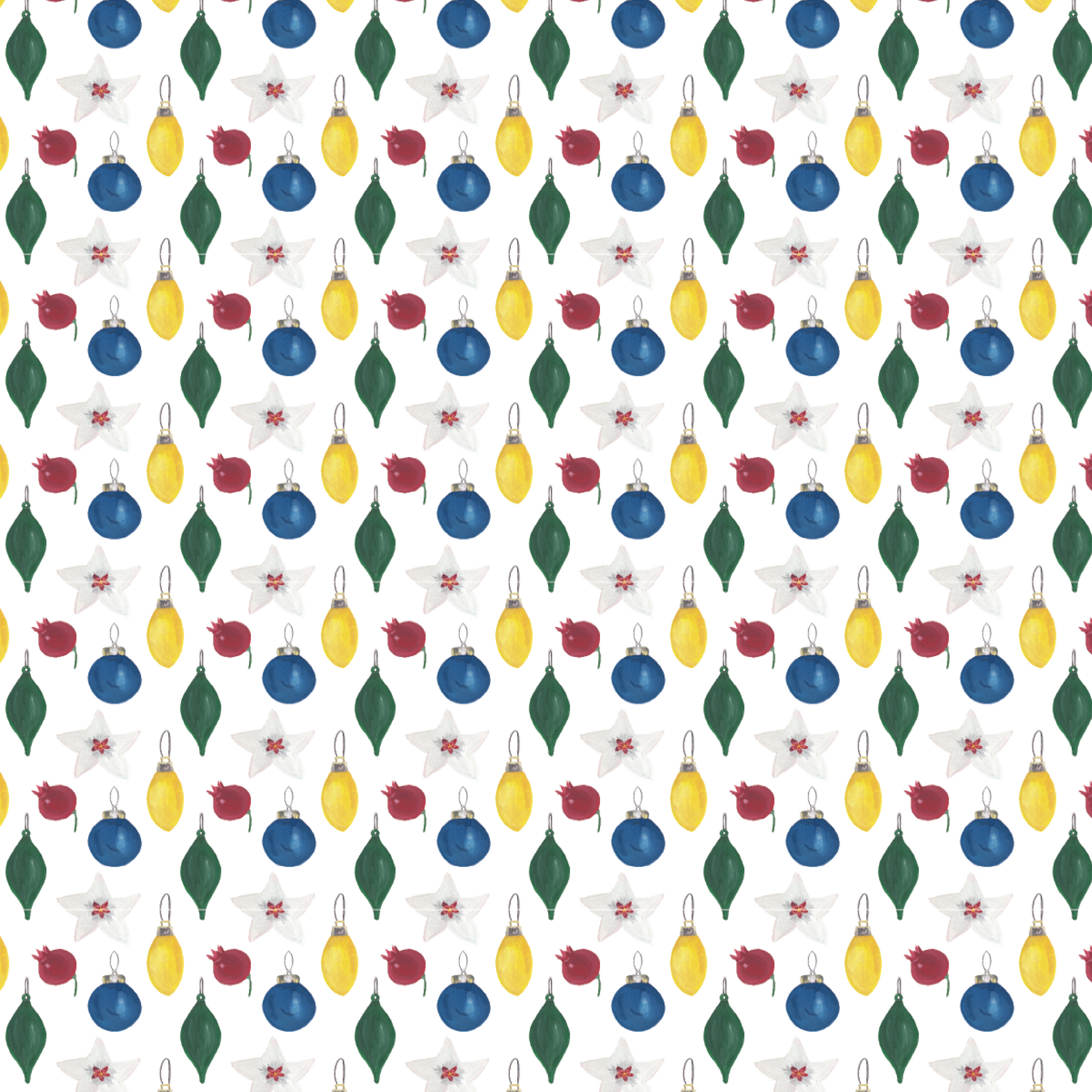 P1394 | Bold Watercolor Christmas Ornaments Pattern Acrylic Sheets