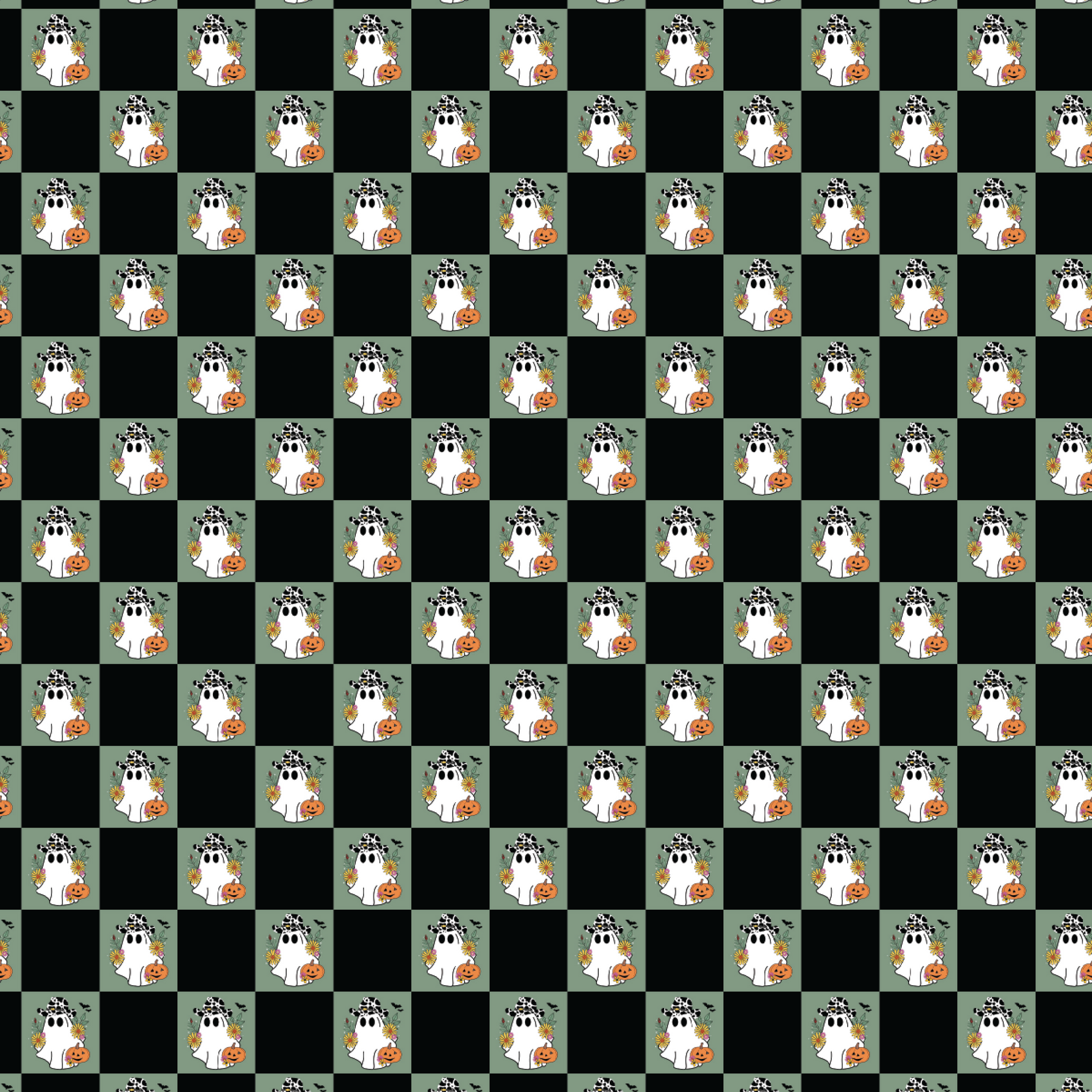 P1398 | Checkered Cowboy Ghosts Pattern Acrylic Sheets