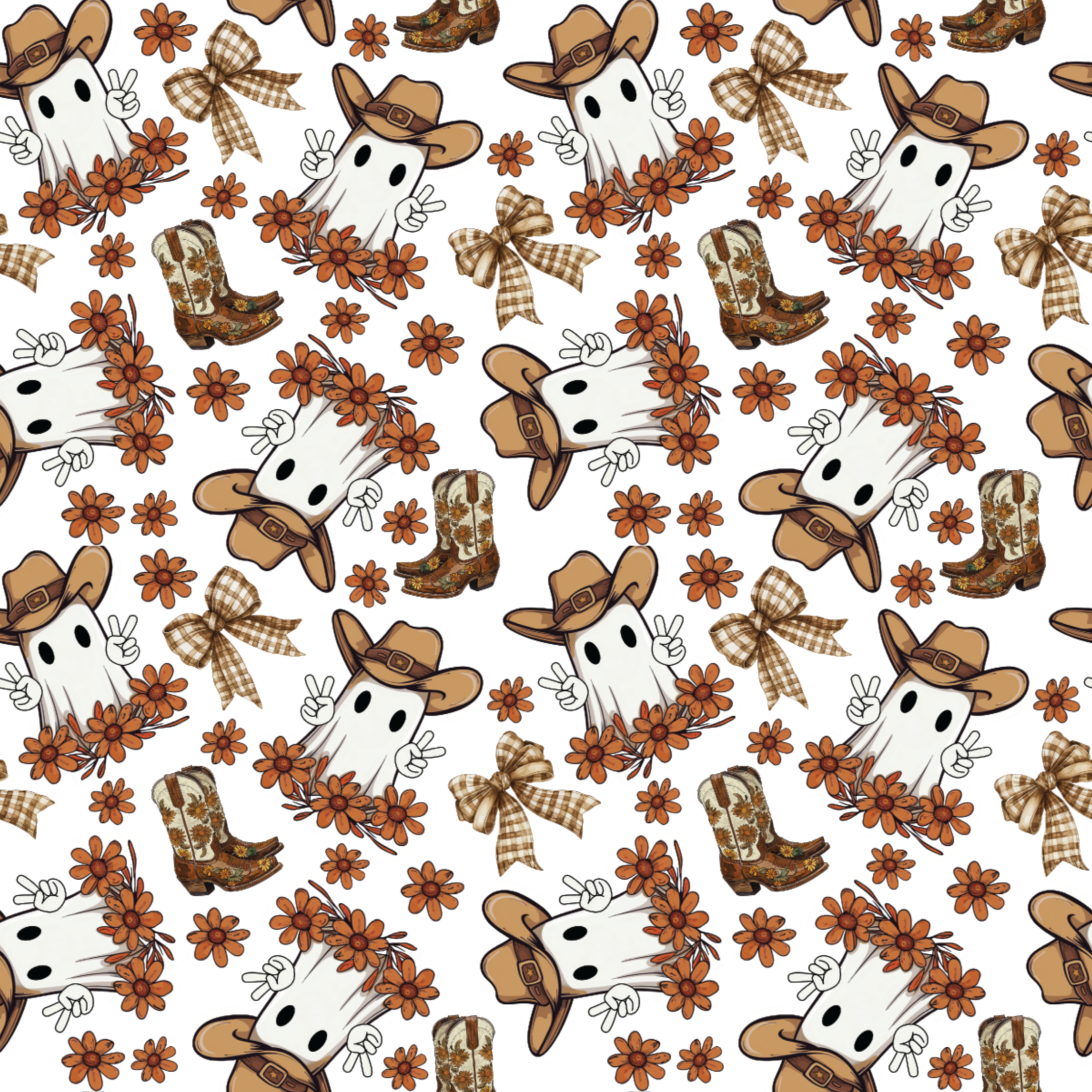 P1411 | Fall Friendly Cowboy Ghosts Pattern Acrylic Sheets