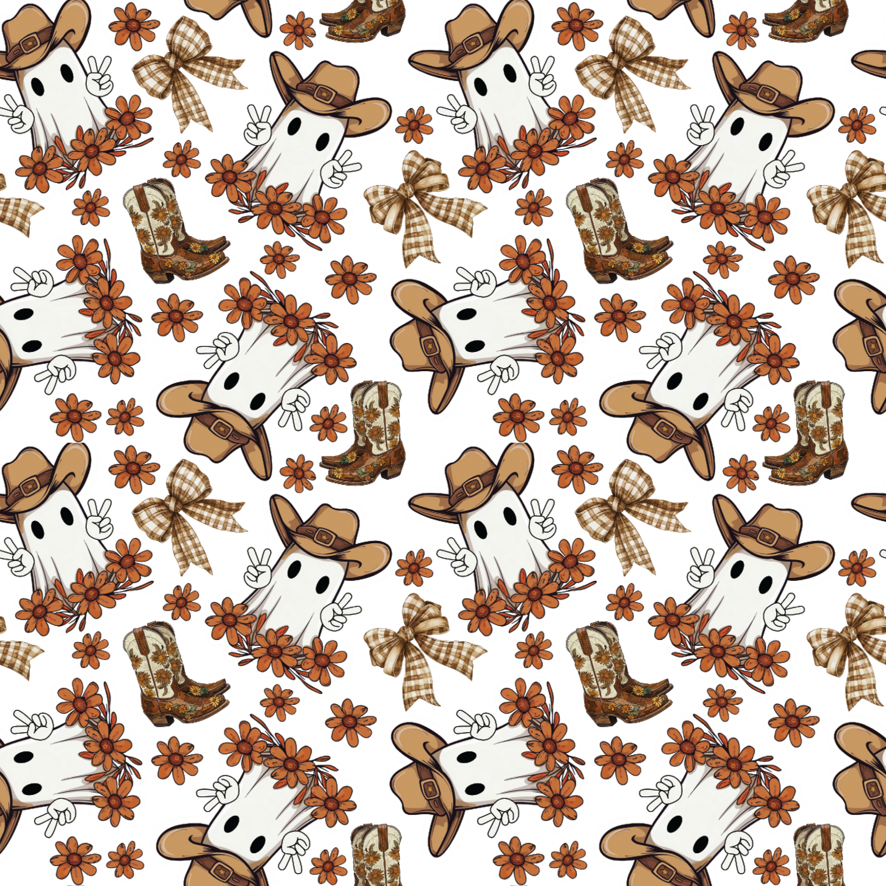 P1411 | Fall Friendly Cowboy Ghosts Pattern Acrylic Sheets