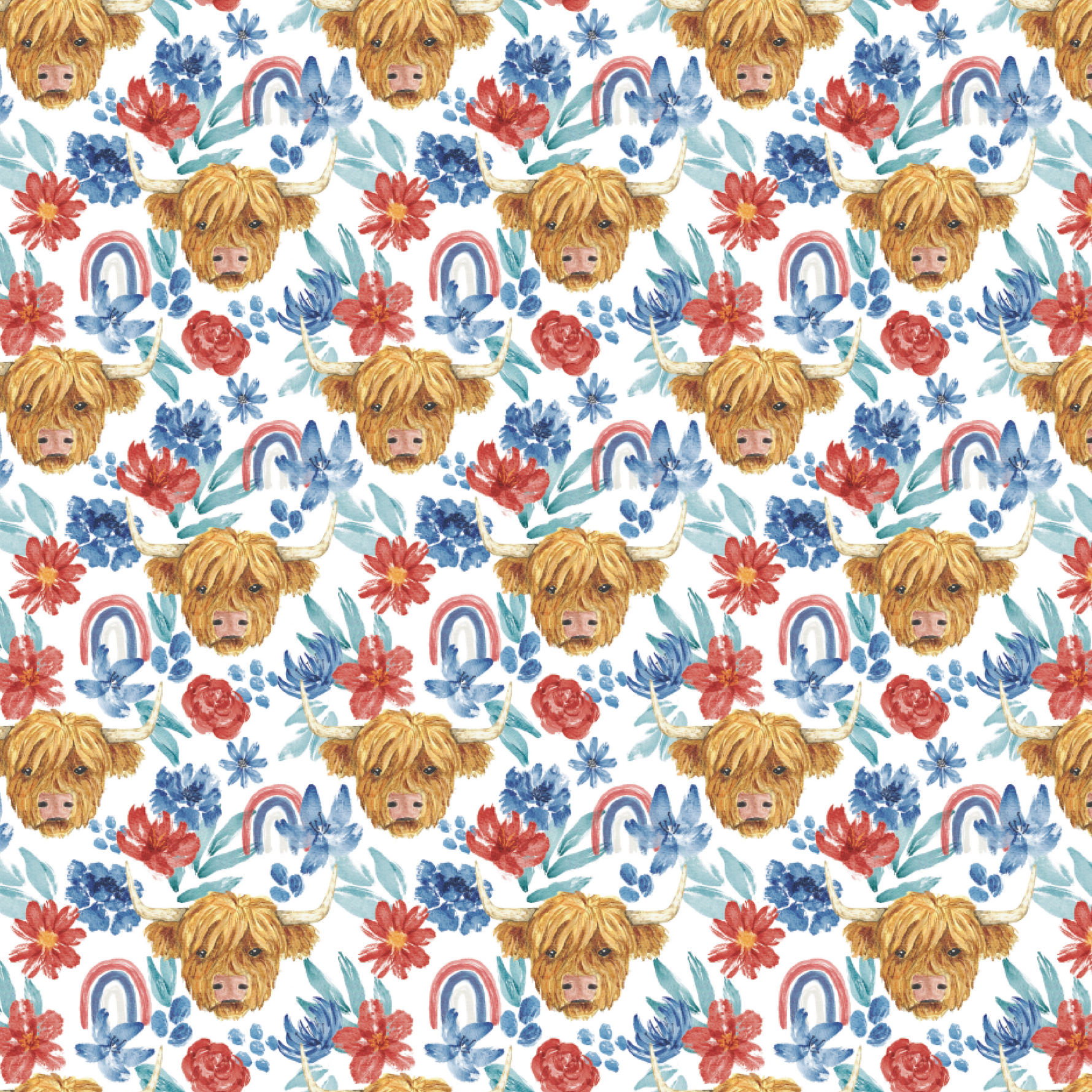 P1490 | Floral Highland Cow Pattern Acrylic Sheets