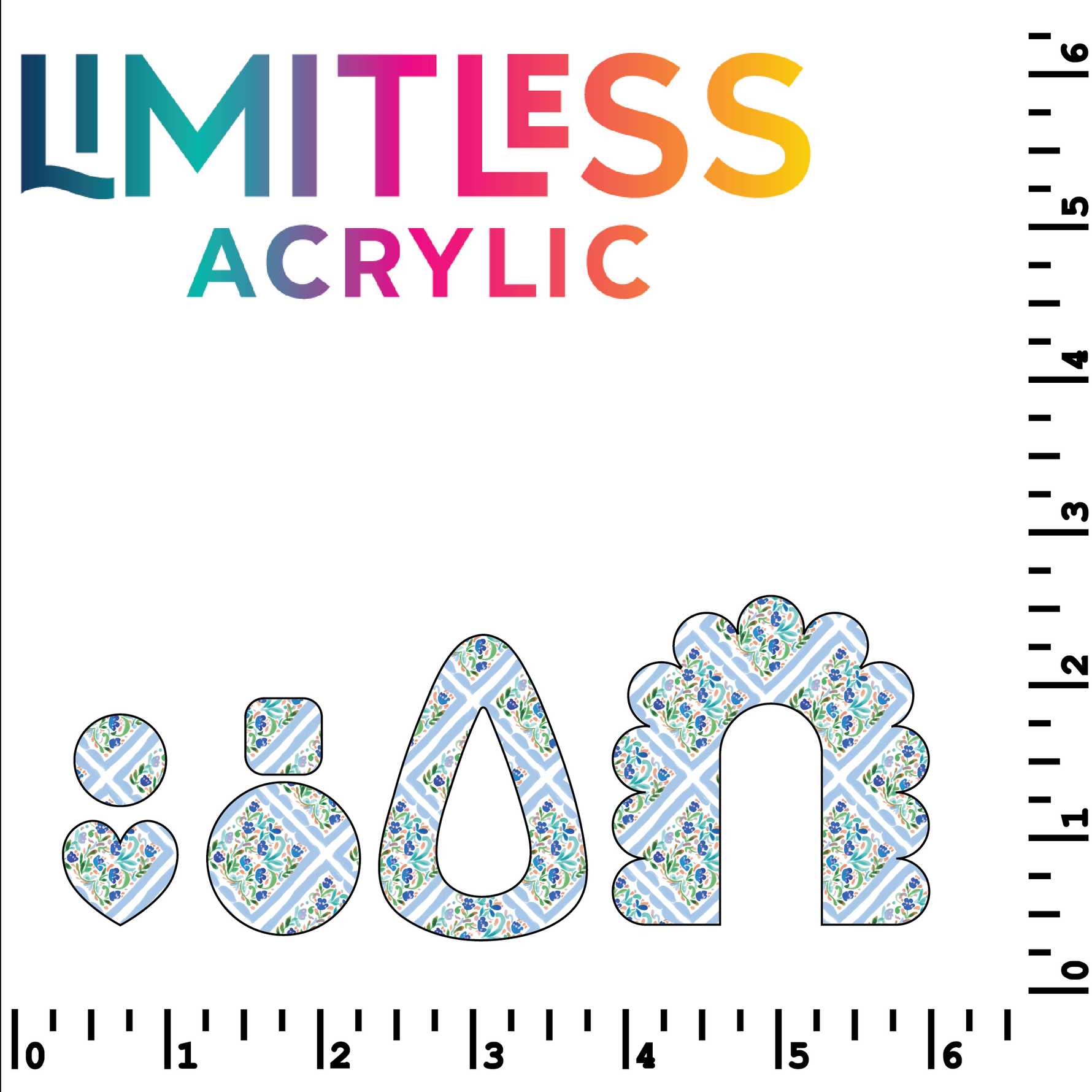 P1414 | Folk Floral Blue Pattern Acrylic Sheets