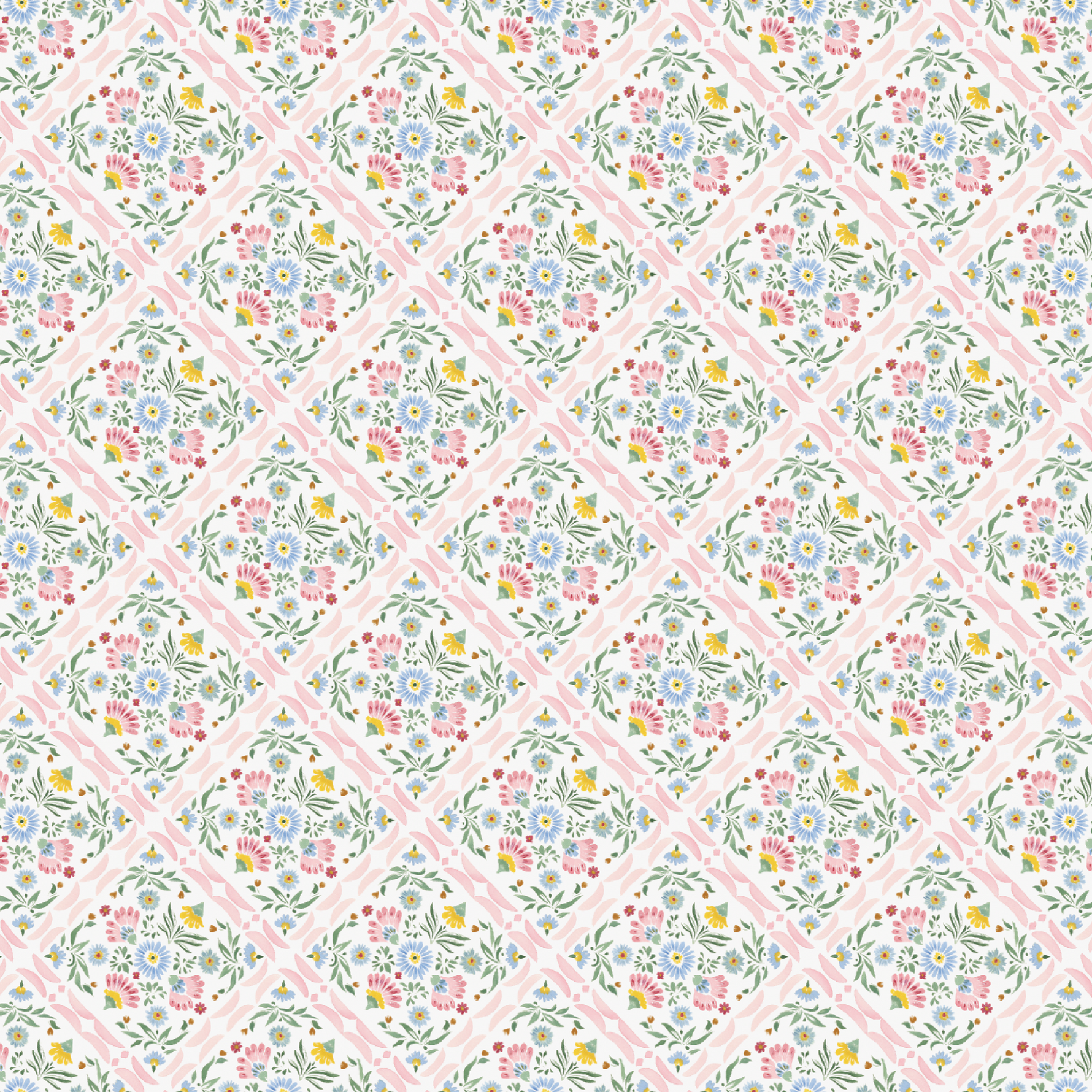P1417 | Folk Pink Floral Pattern Acrylic Sheets