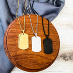 Dog Tag Box Chain Necklace (Silver or Gold), 1 Total, Metal Blank #139