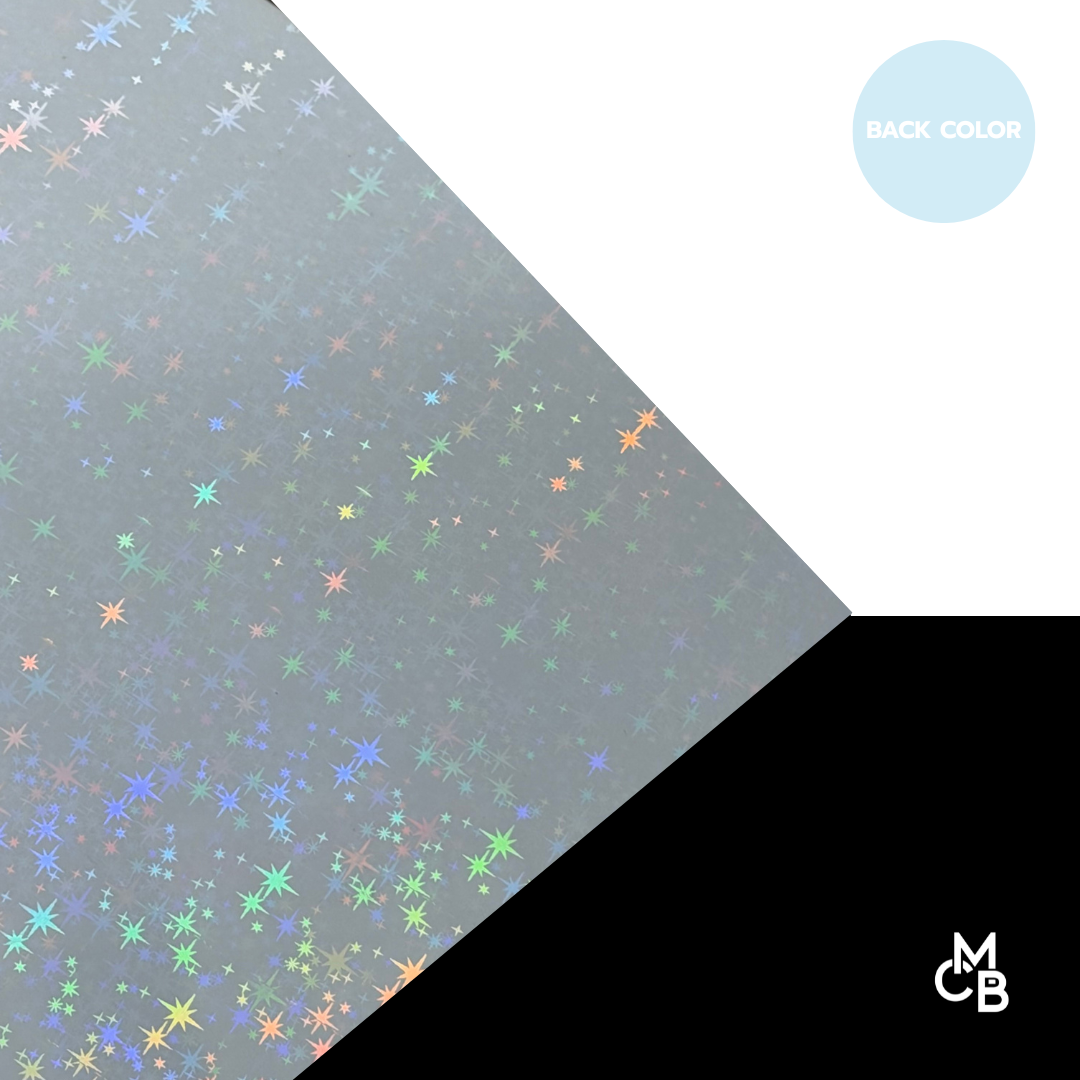 1/8" Iridescent Stars on Baby Blue Acrylic Sheets