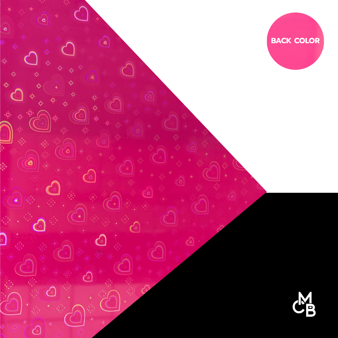 1/8" Iridescent Hearts on Hot Pink Acrylic Sheets