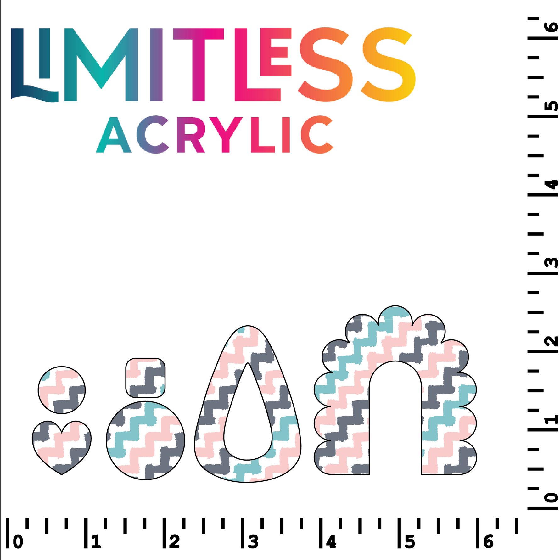 P1452 | Pink Gray Teal Zigzag Pattern Acrylic Sheets