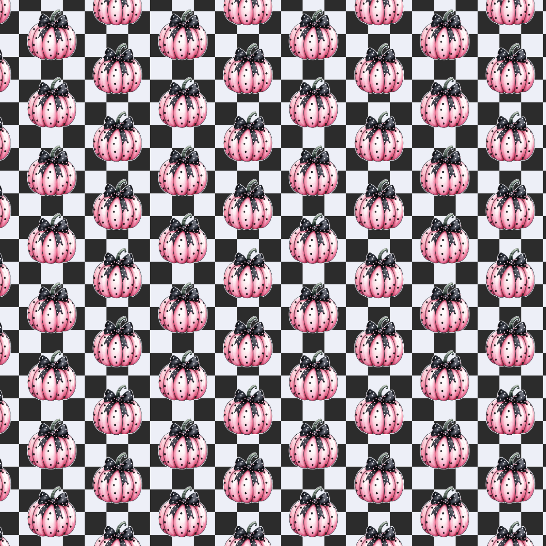 P1252 | Checkered Pink & Black Pumpkins Pattern Acrylic Sheets