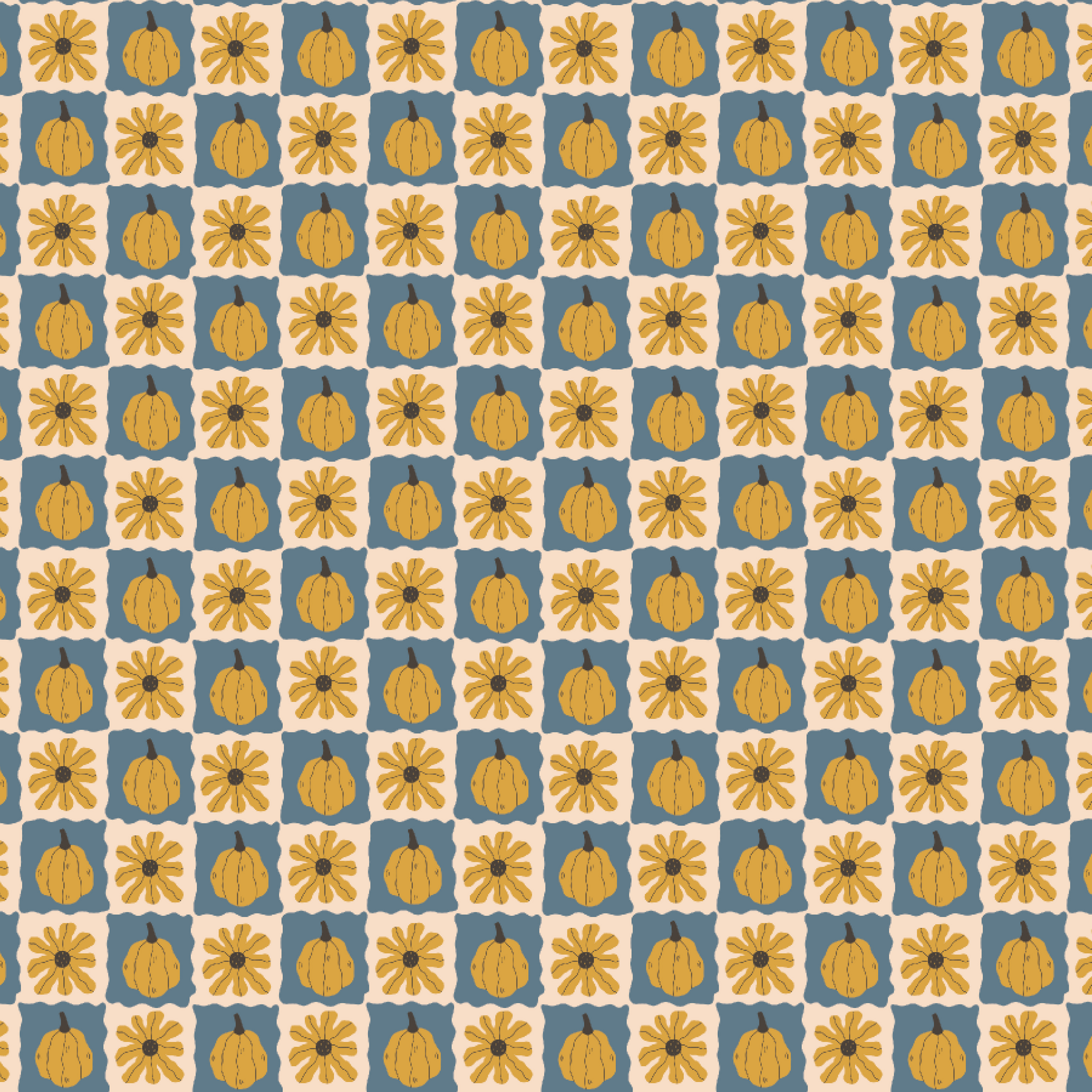 P1311 | Pumpkin Floral Plaid Pattern Acrylic Sheets