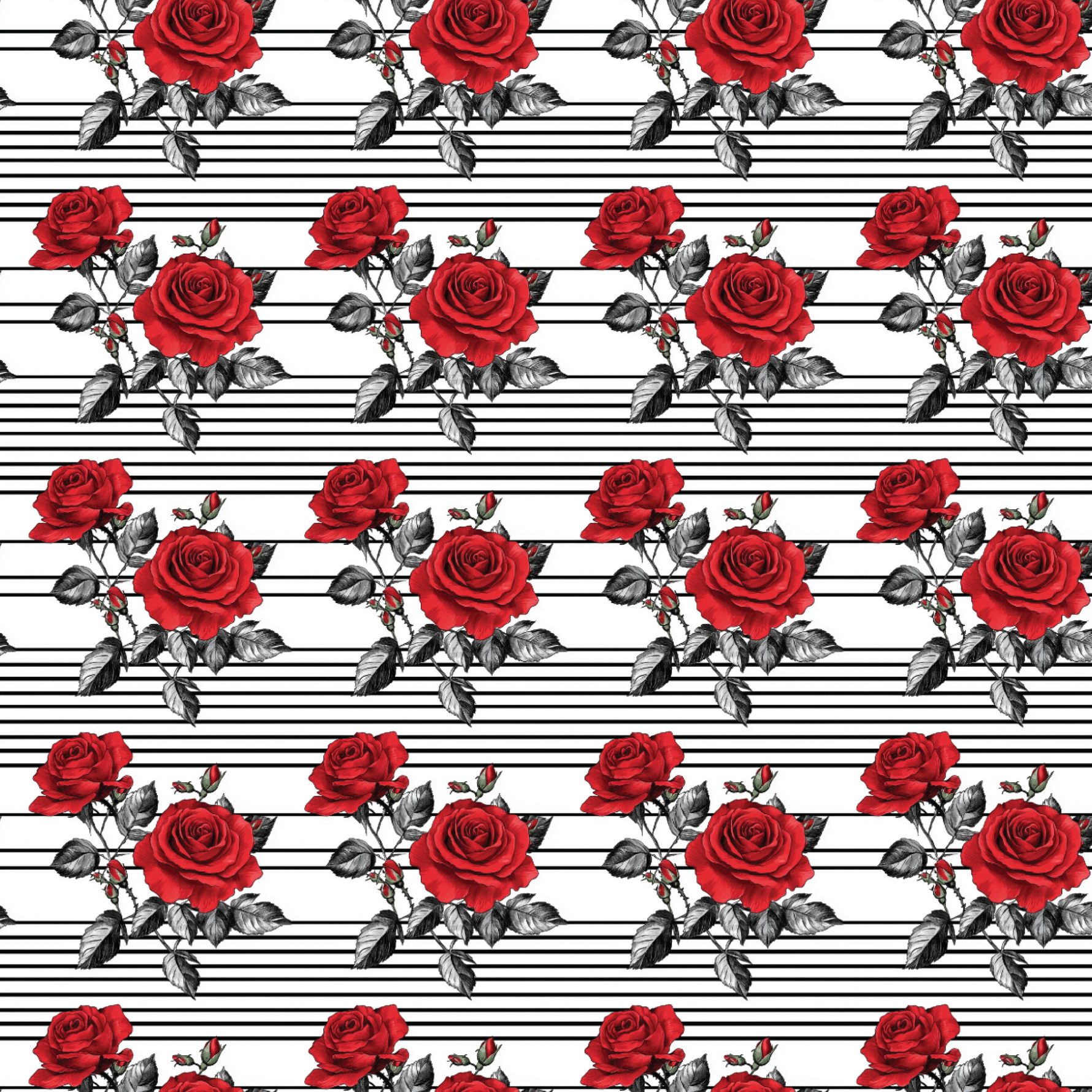 P1466 | Red Rose on Black Stripes Pattern Acrylic Sheets
