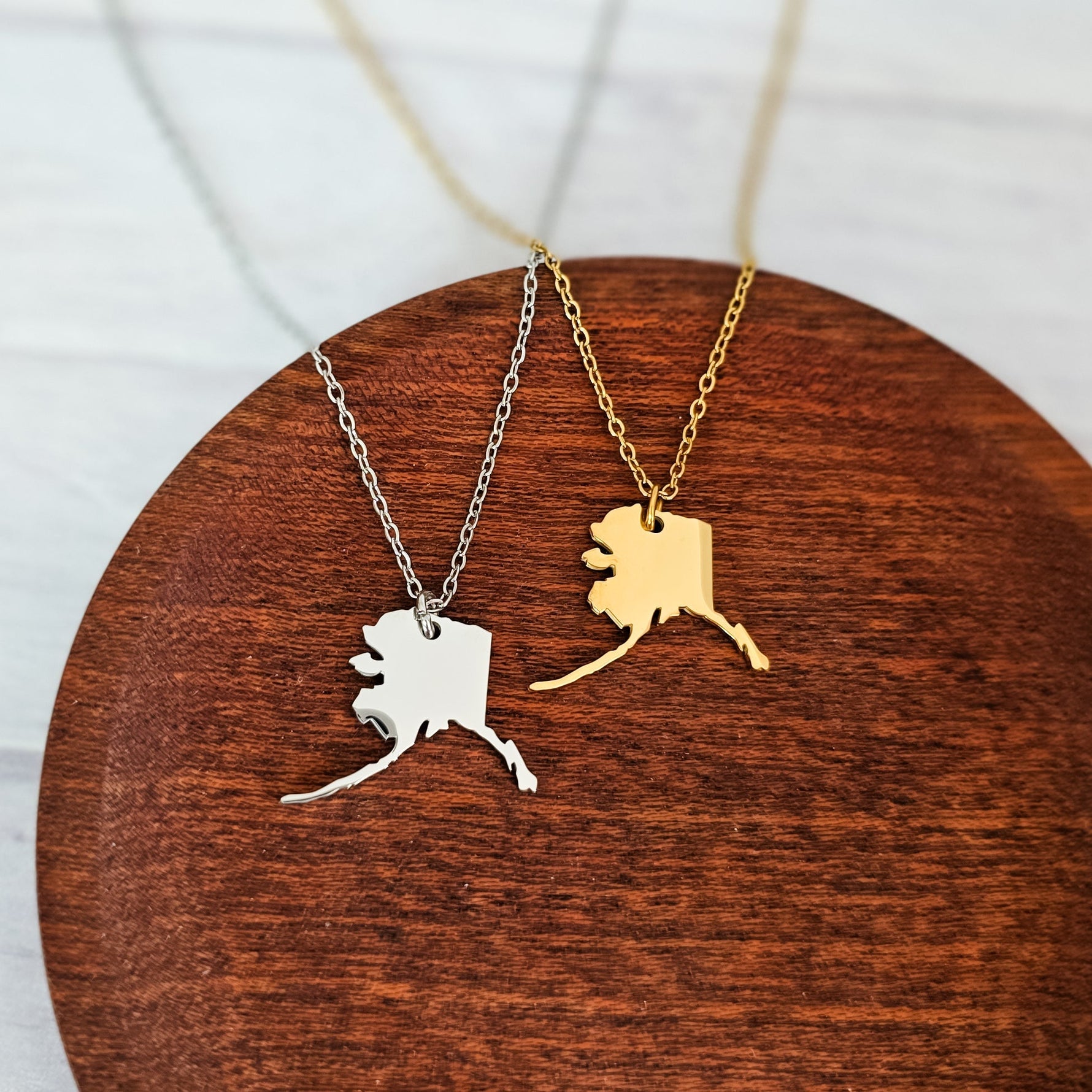 Alaska Pendant Necklace (Silver or Gold), 1 Total, Metal Blank 207 - 