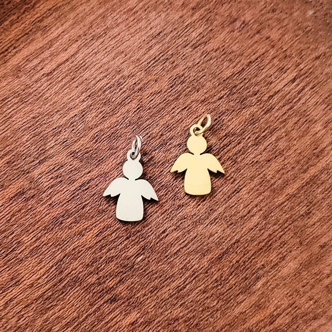 Angel Charms with Attached Jump Rings (Silver or Gold), 5 Total, Metal Blank 175 - 