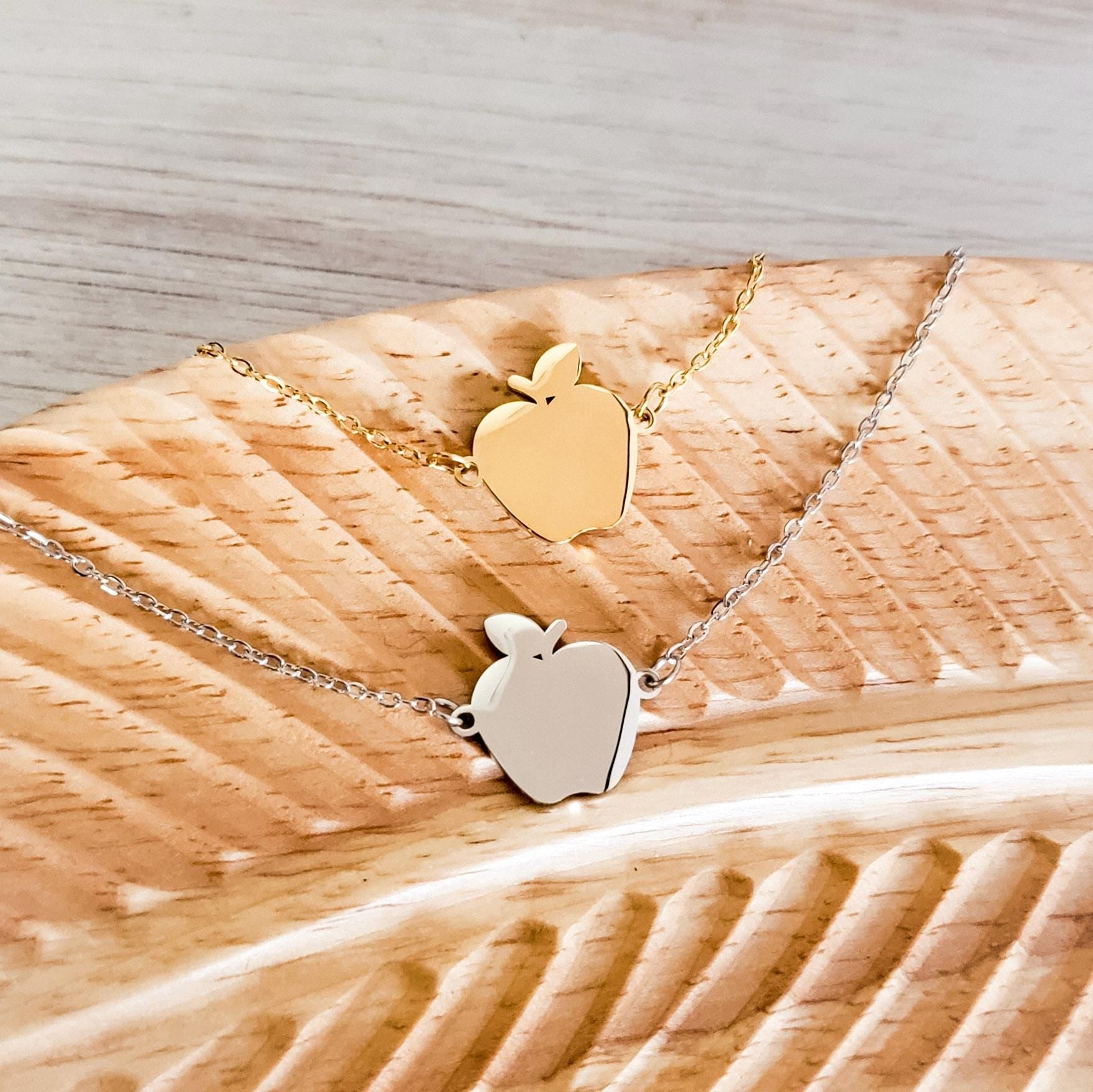 Apple Necklace (Silver or Gold), 1 Total, Metal Blank 105 - 