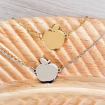 Apple Necklace (Silver or Gold), 1 Total, Metal Blank 105 - 