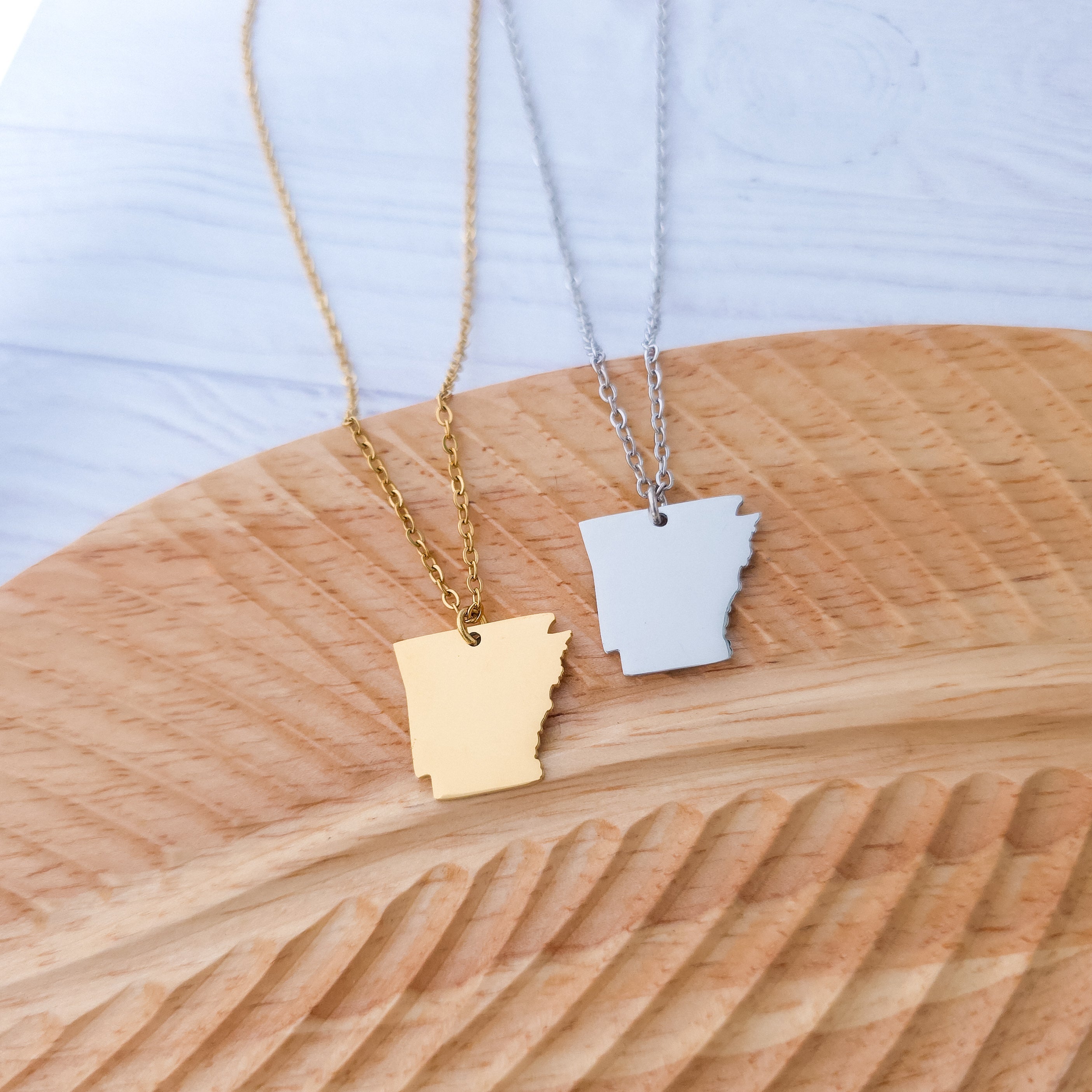 Arkansas Pendant Necklace (Silver or Gold), 1 Total, Metal Blank 191 - 