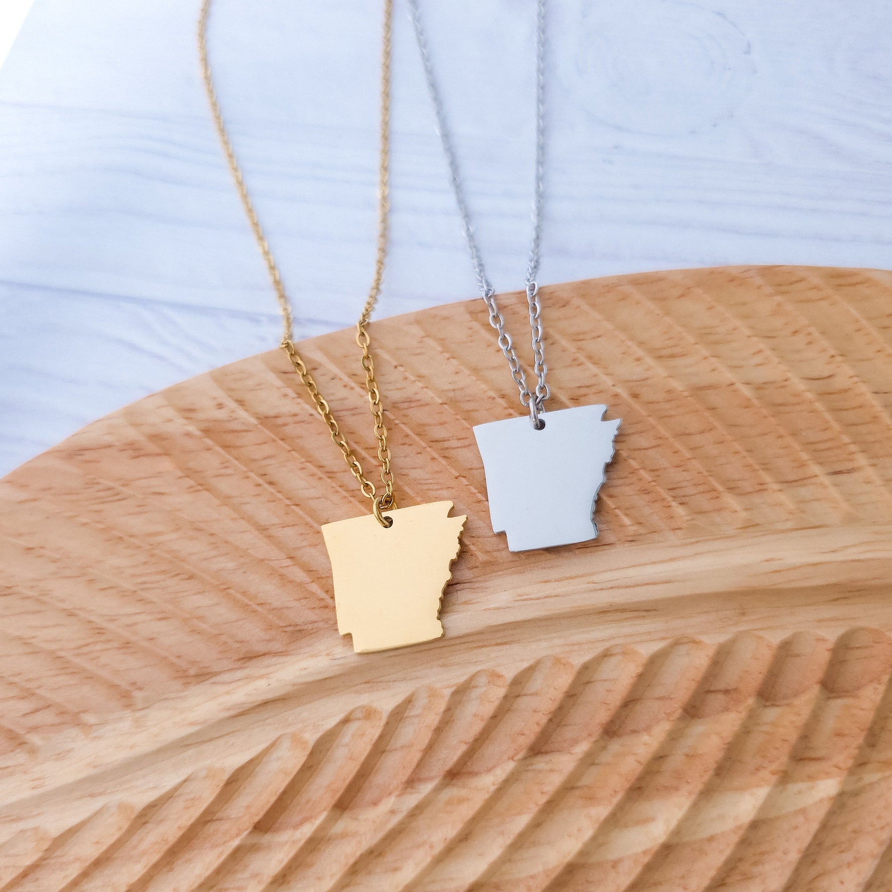 Arkansas Pendant Necklace (Silver or Gold), 1 Total, Metal Blank 191 - 