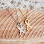 Awareness Ribbon Necklace (Silver or Gold), 1 Total, Metal Blank 89 - 