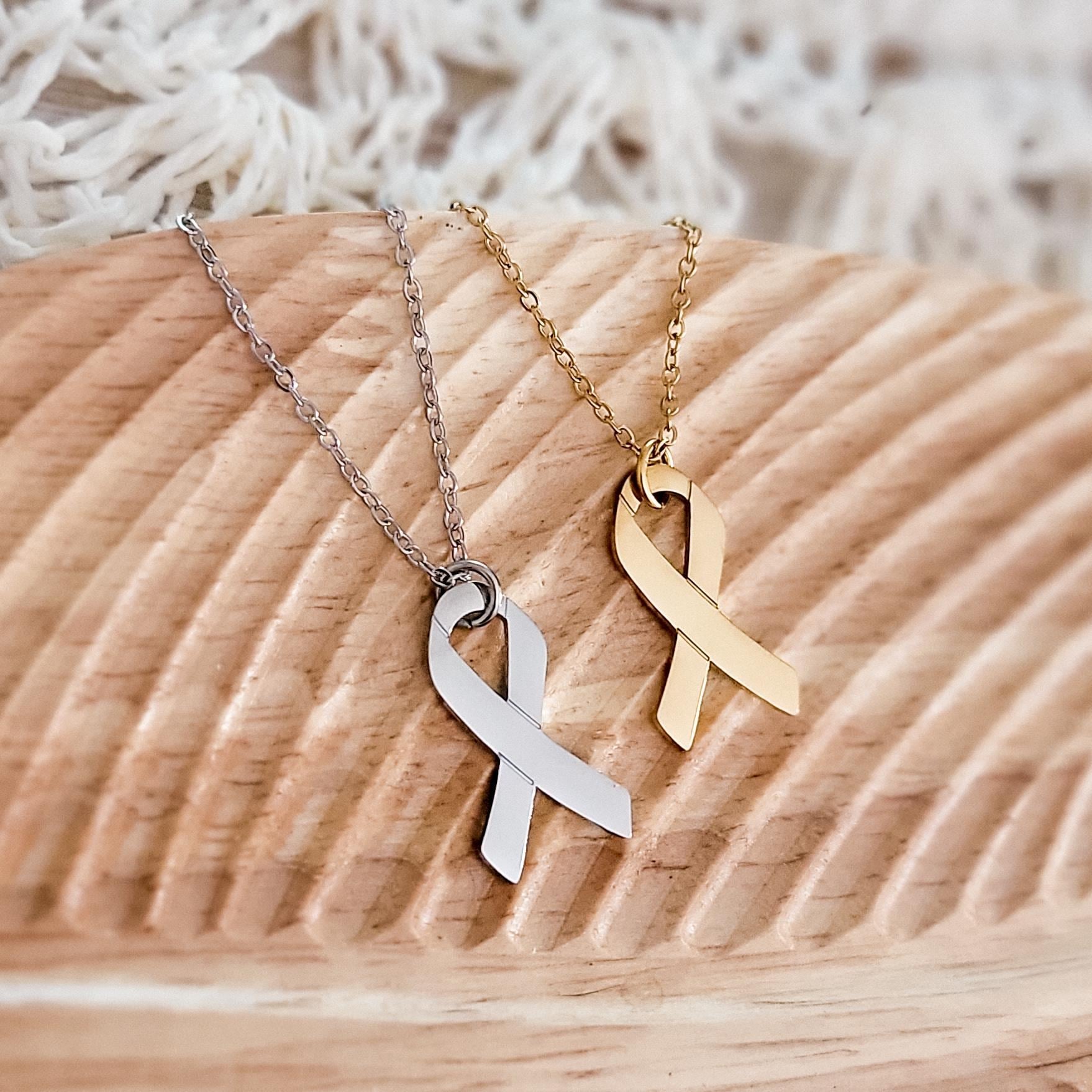 Awareness Ribbon Necklace (Silver or Gold), 1 Total, Metal Blank 89 - 