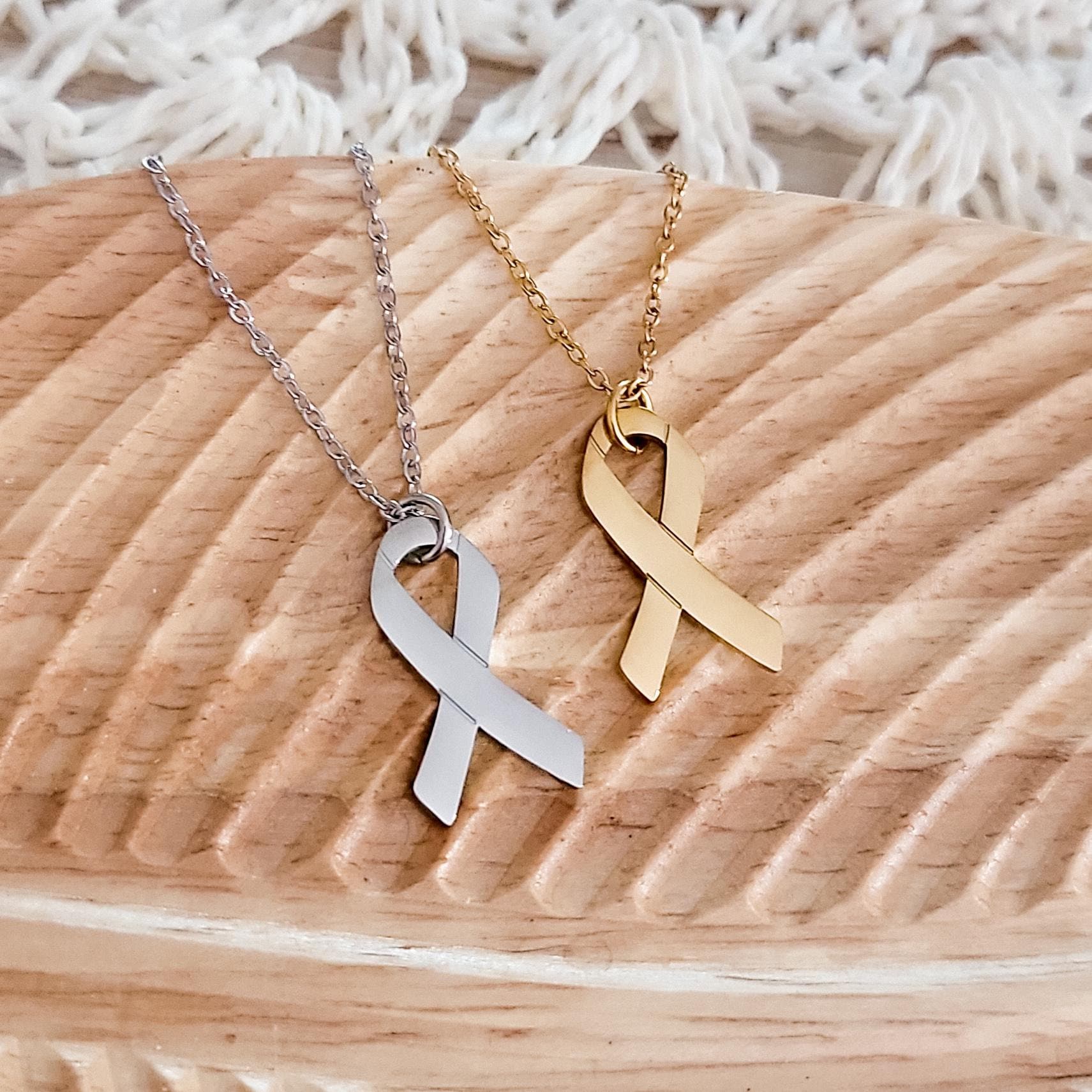 Awareness Ribbon Necklace (Silver or Gold), 1 Total, Metal Blank 89 - 