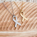 Awareness Ribbon Necklace (Silver or Gold), 1 Total, Metal Blank 89 - 