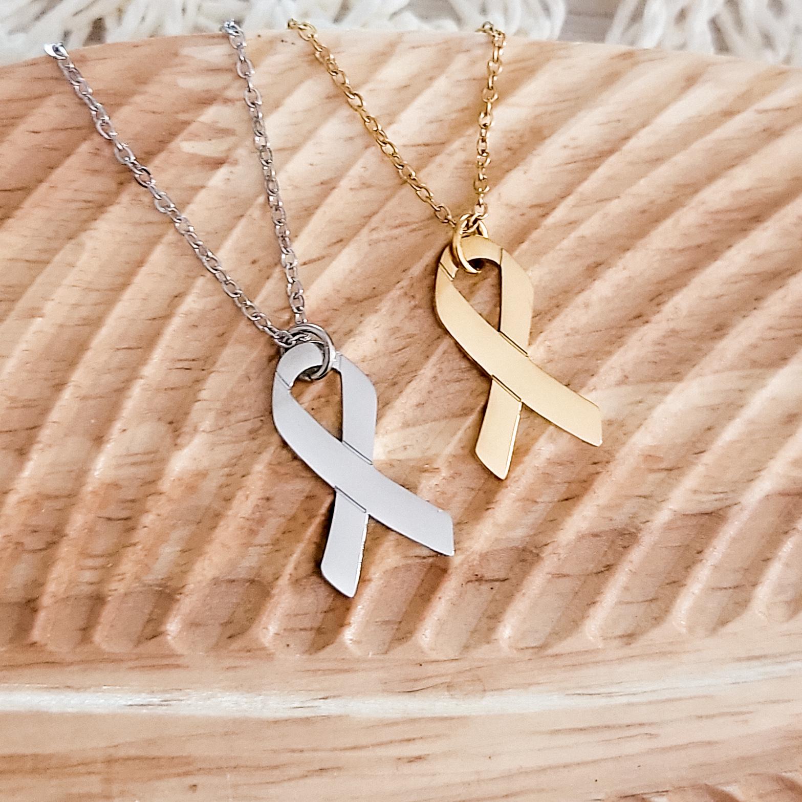 Awareness Ribbon Necklace (Silver or Gold), 1 Total, Metal Blank 89 - 