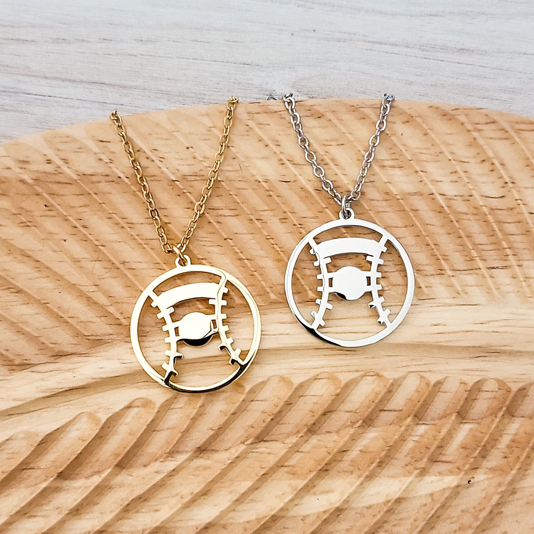 Baseball/Softball Necklace (Silver or Gold), 1 Total, Metal Blank 81 - 