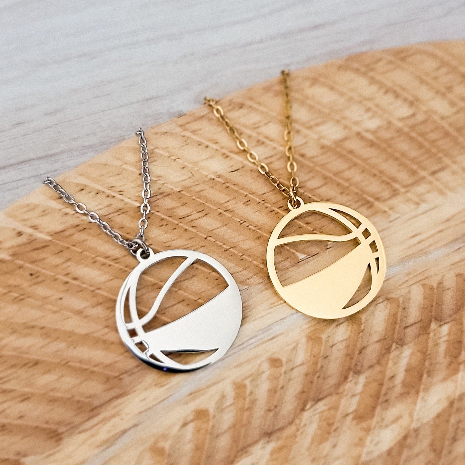Basketball Necklace (Silver or Gold), 1 Total, Metal Blank 82 - 